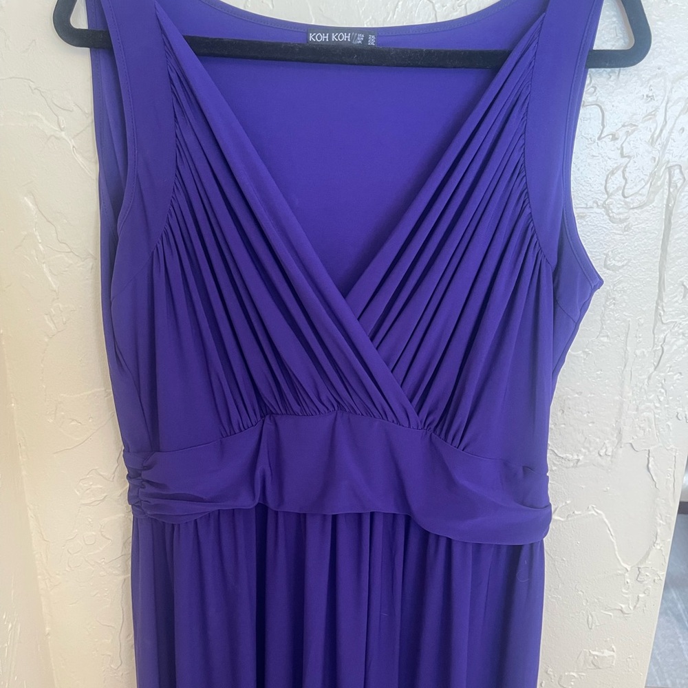 KOH KOH Purple Long Sleeveless dress with beautiful v neck. Size 2XL